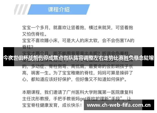 今夜世俱杯战前伤停成焦点各队阵容调整左右走势比赛胜负悬念陡增